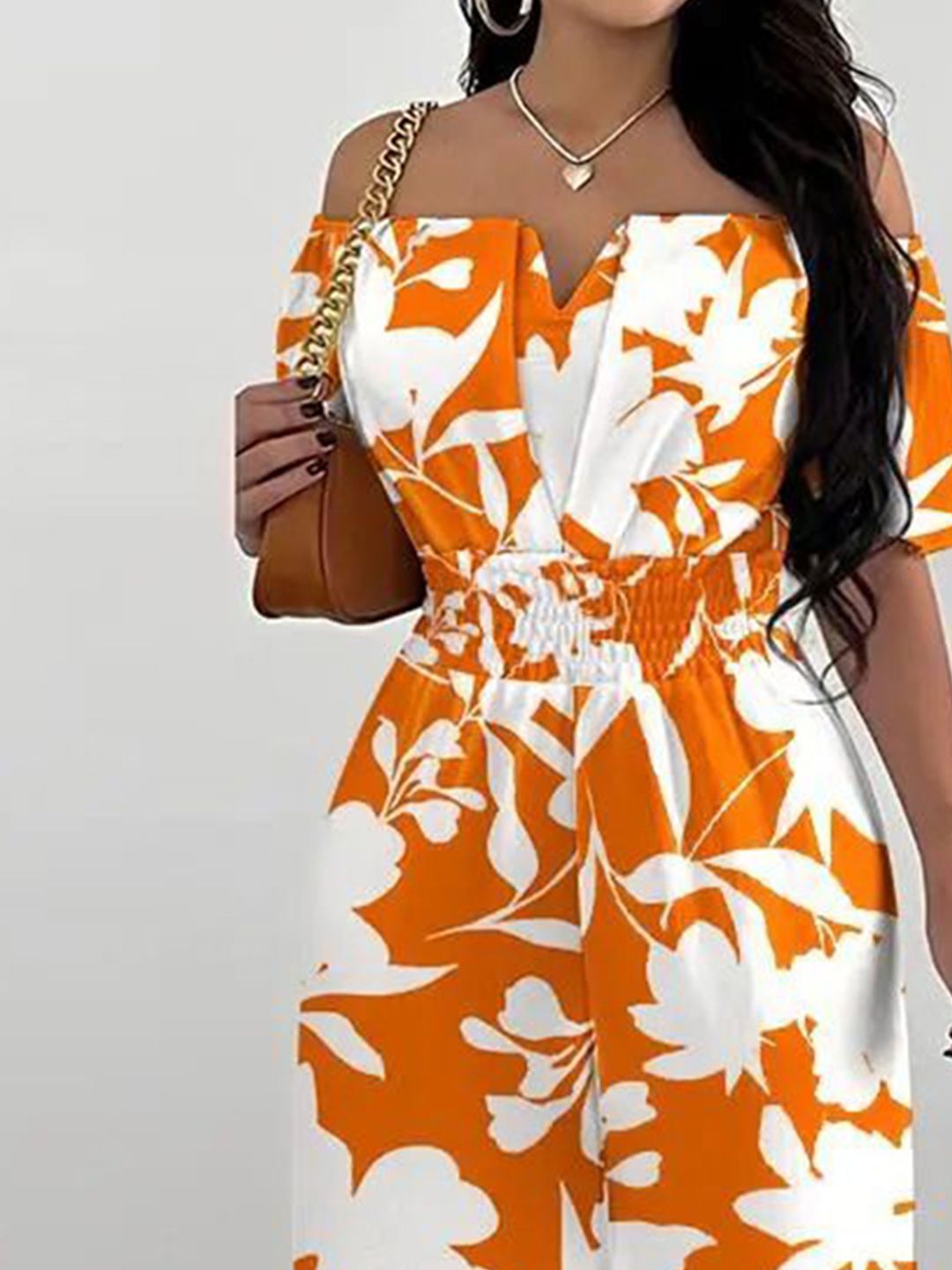 all about you Off-Shoulder Printed Basic Jumpsuit