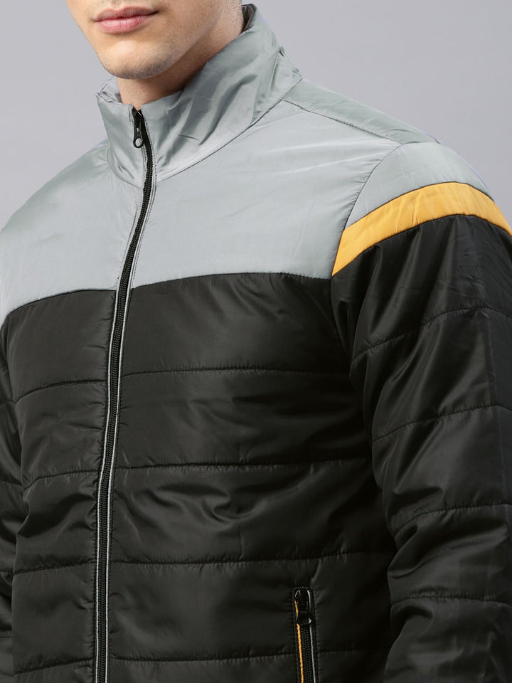 HRX by Hrithik Roshan Men Black & Grey Colourblocked Padded Jacket
