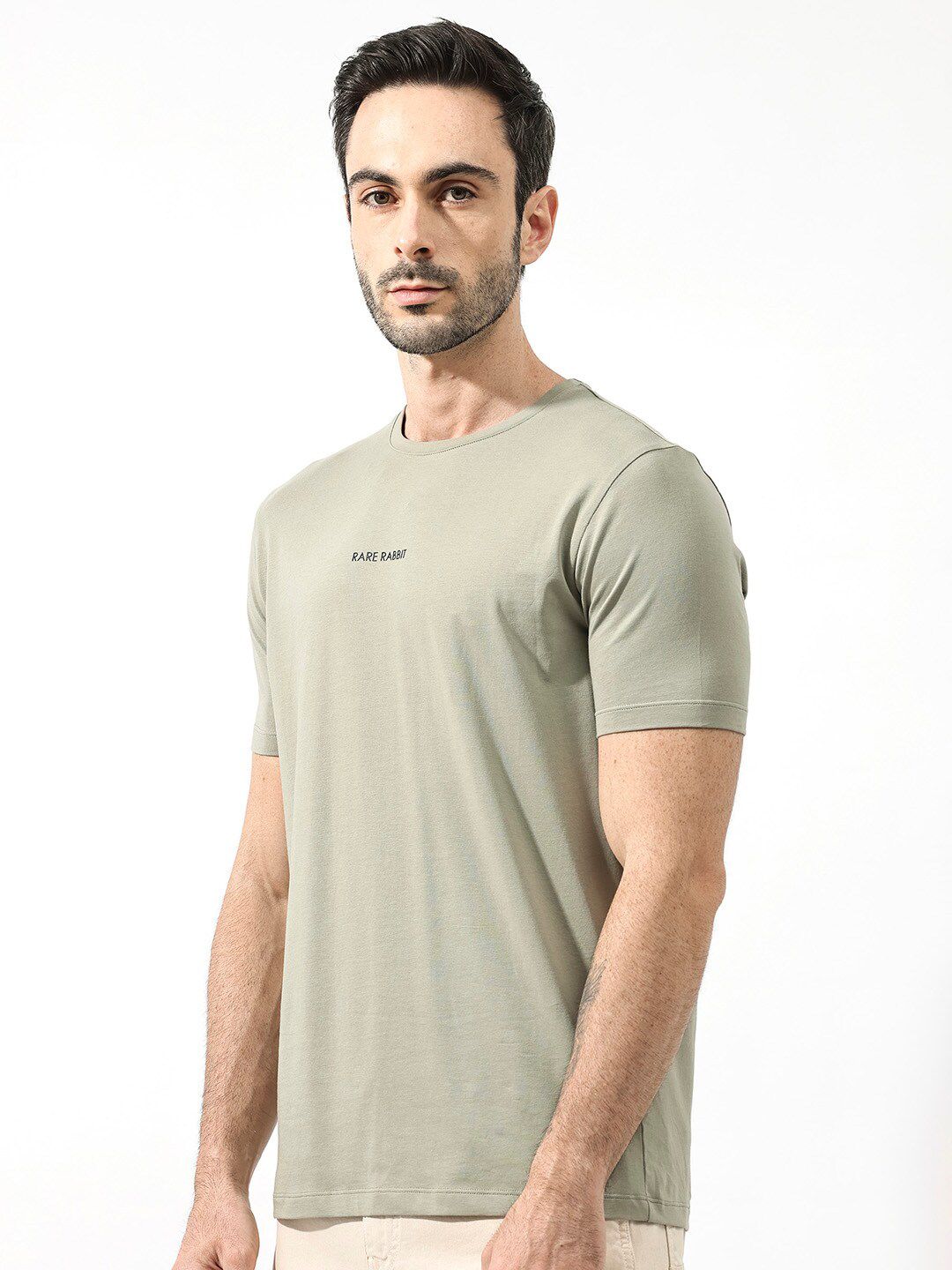 RARE RABBIT Men Stark Typographic Printed Regular Fit T-Shirt