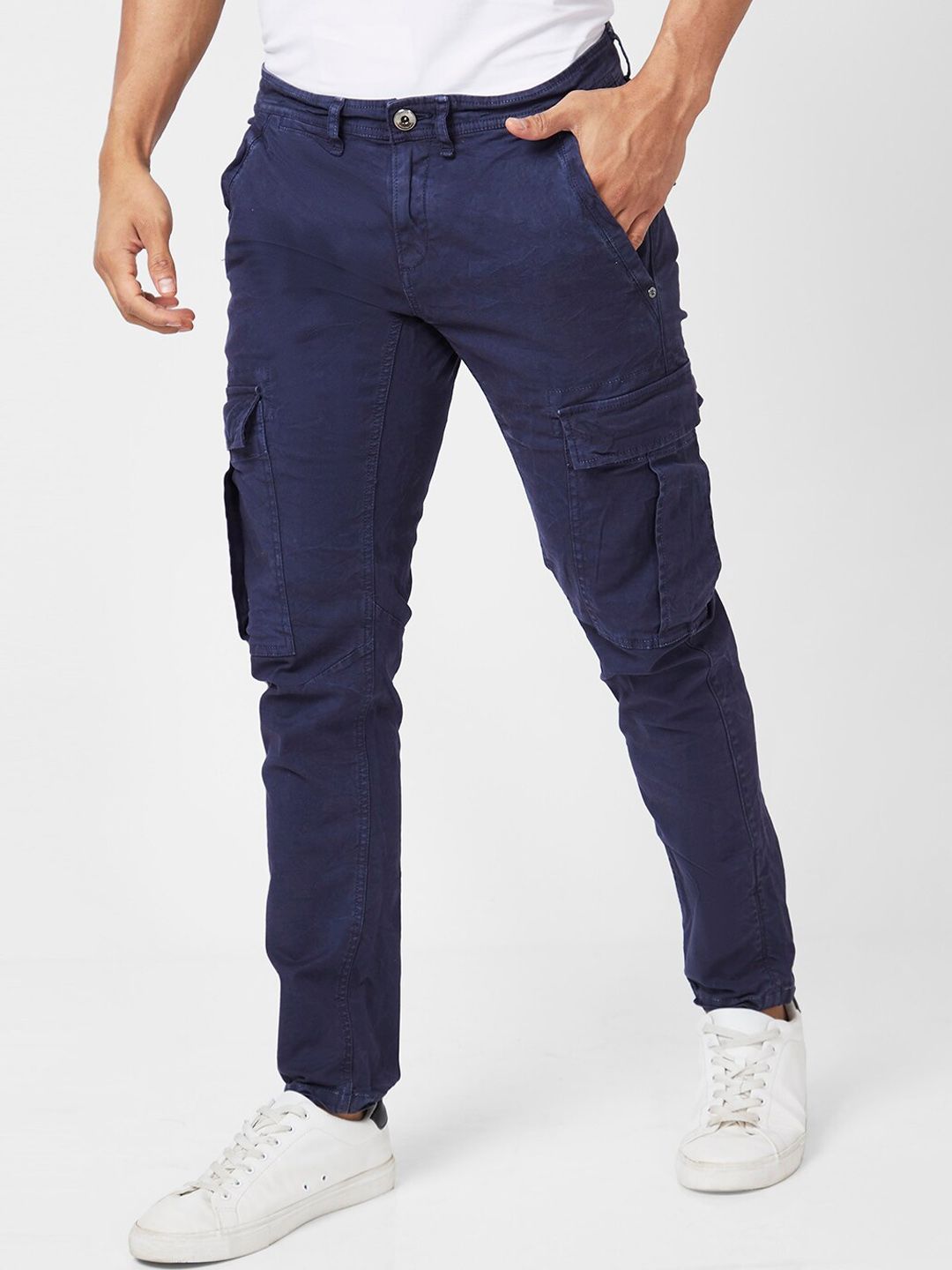 SPYKAR Men Tapered Fit Mid Rise Cotton Cargos