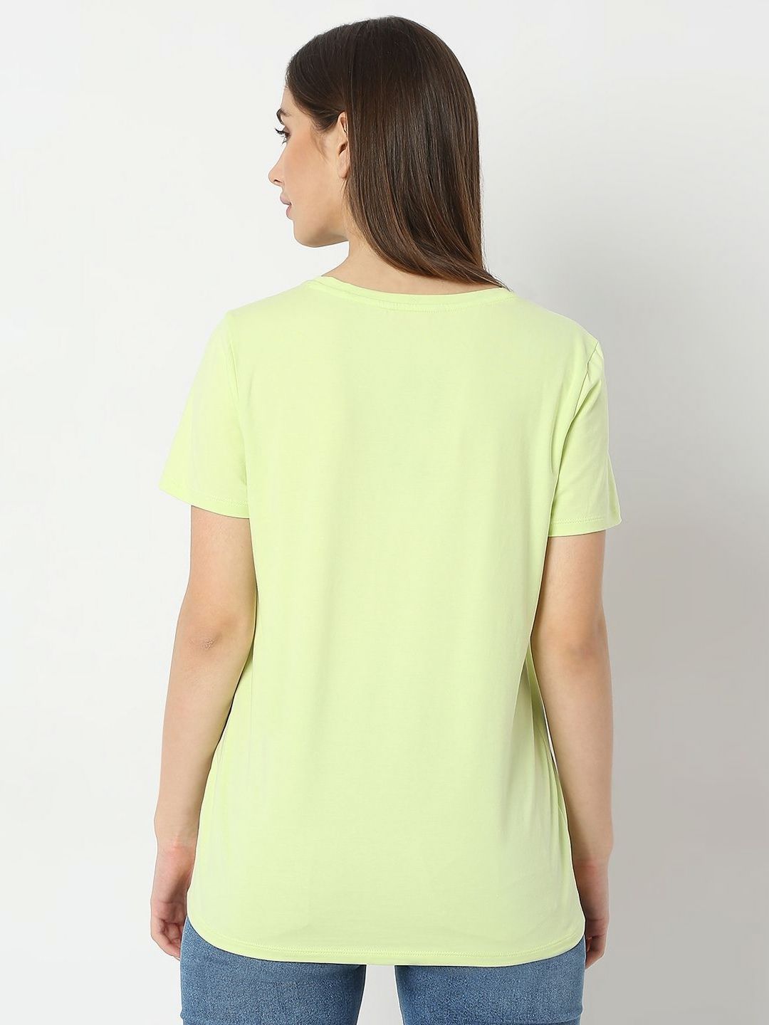SPYKAR Women Typography Printed Round Neck Cotton T-shirt