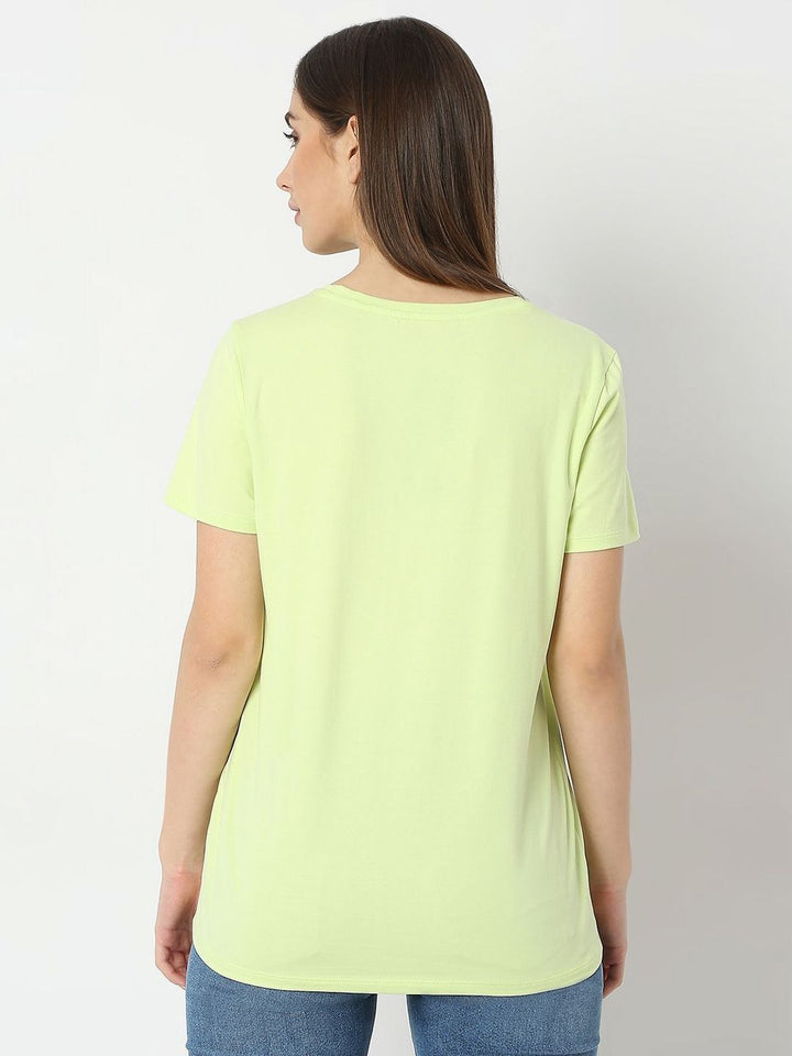 SPYKAR Women Typography Printed Round Neck Cotton T-shirt