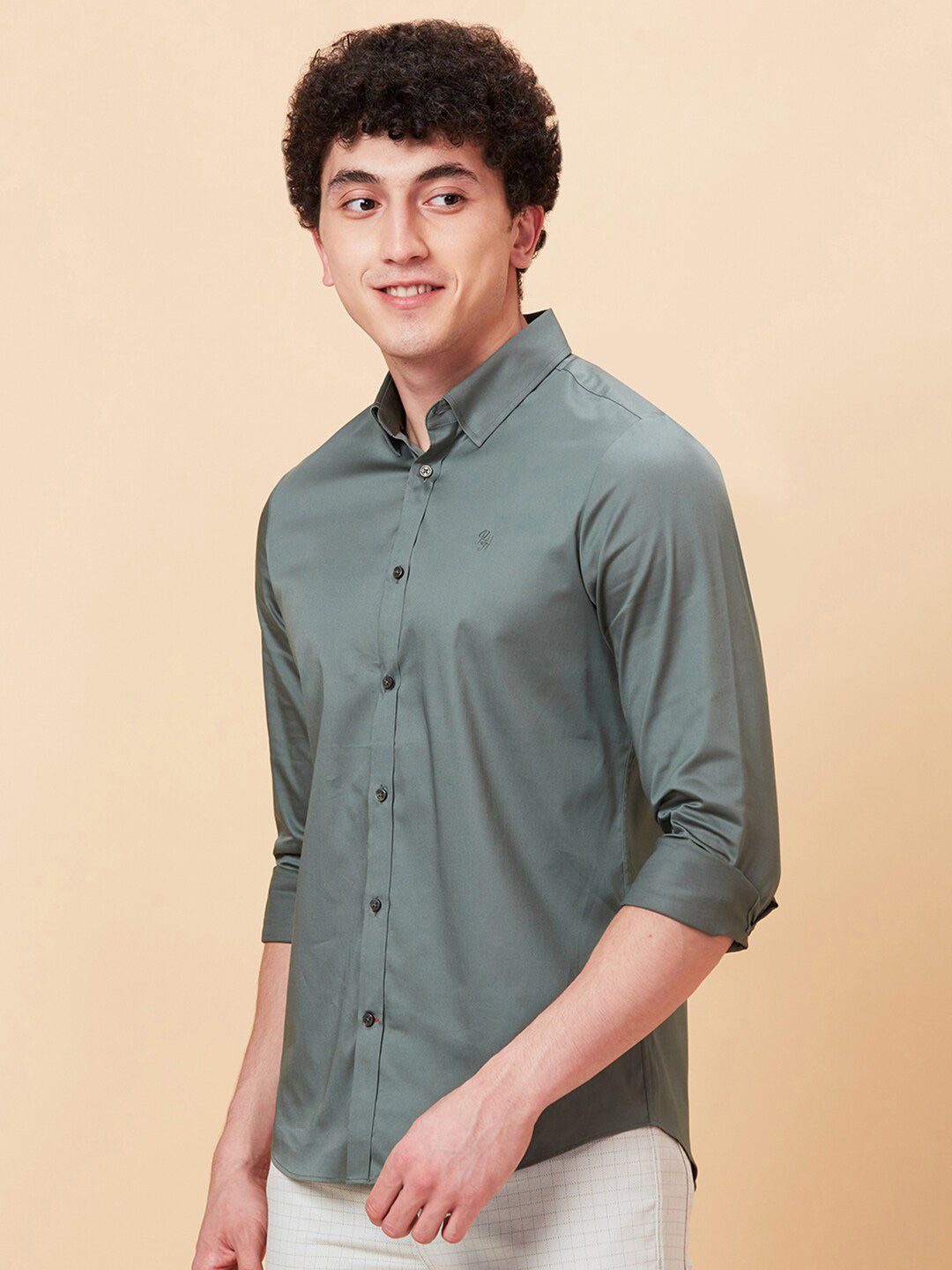 Being Human Spread Collar Slim Fit Cotton Casual Shirt
