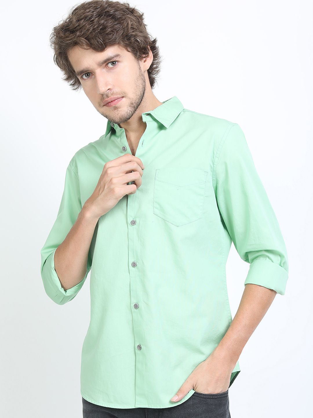 HIGHLANDER Men Green Slim Fit Printed Casual Shirt