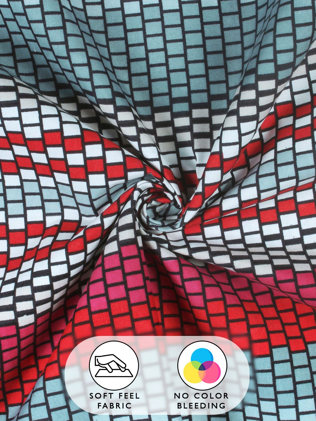 Story@home Arena Grey & Red Striped 180 TC Fitted Queen Bedsheet With 2 Pillow Covers