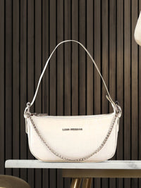 Lino Perros White Croc Textured Baguette Bag