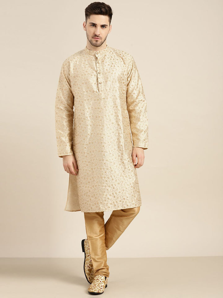 SOJANYA Men Beige Floral Kurta