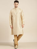 SOJANYA Men Beige Floral Kurta
