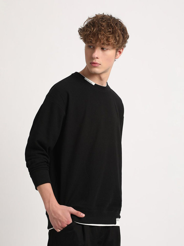 THE BEAR HOUSE Round Neck Relaxed Fit Drop Shoulder Sleeves Sweatshirt