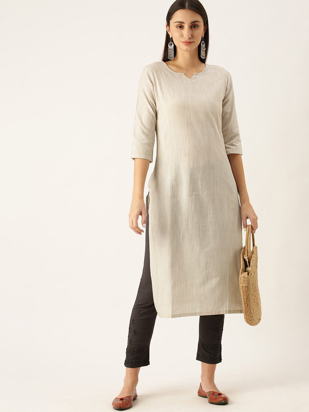 KALINI Women Flared Sleeves Mirror Work Kurta