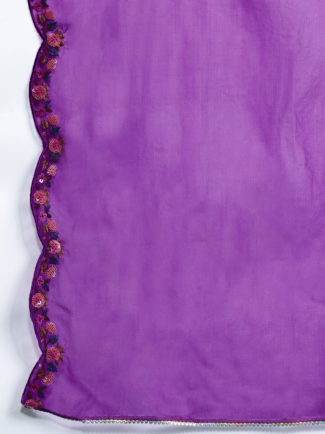 Indo Era Floral Embroidered Sequinned Liva Kurta With Trousers & Dupatta