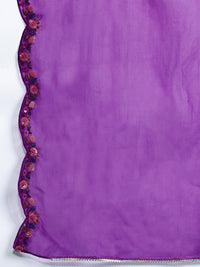 Indo Era Floral Embroidered Sequinned Liva Kurta With Trousers & Dupatta