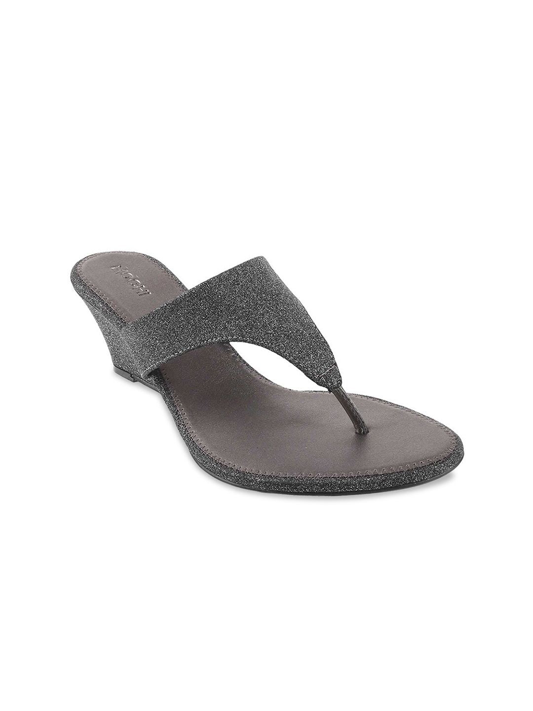 Mochi Women Grey Embellished Wedges