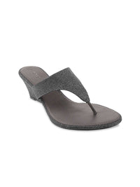 Mochi Women Grey Embellished Wedges