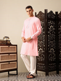 House of Pataudi Band Collar Pure Cotton Jashn Kurta