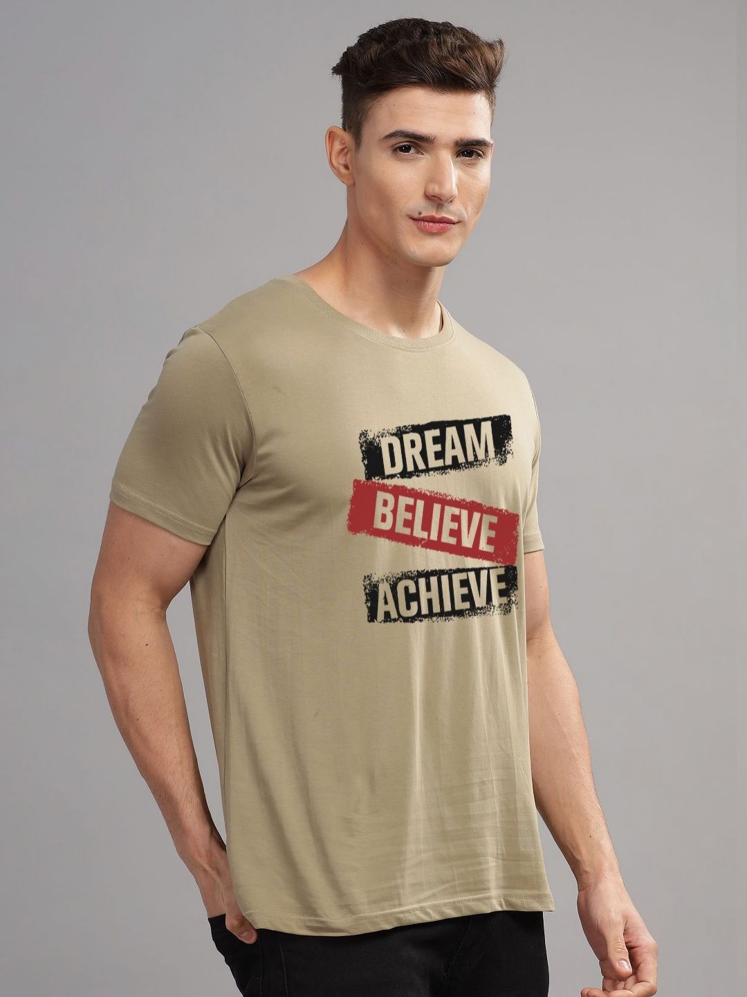 ADRO Men Typography Printed Applique T-shirt
