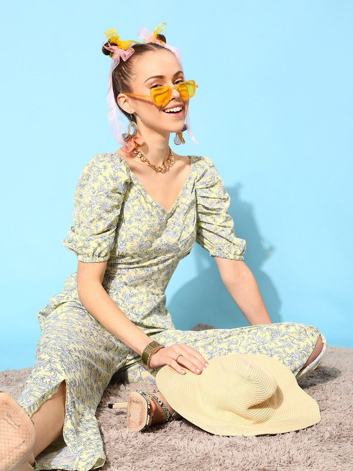 STREET 9 Women Yellow Floral Printed Jumpsuit