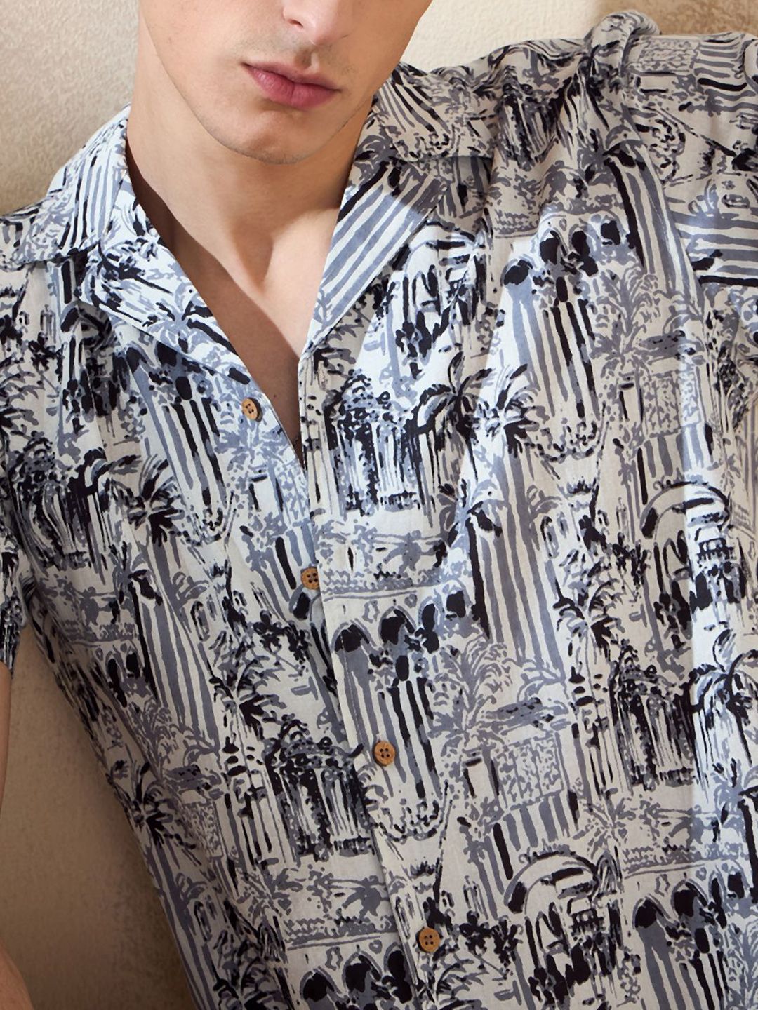 DENNISON Block Printed Oversized Casual Shirt