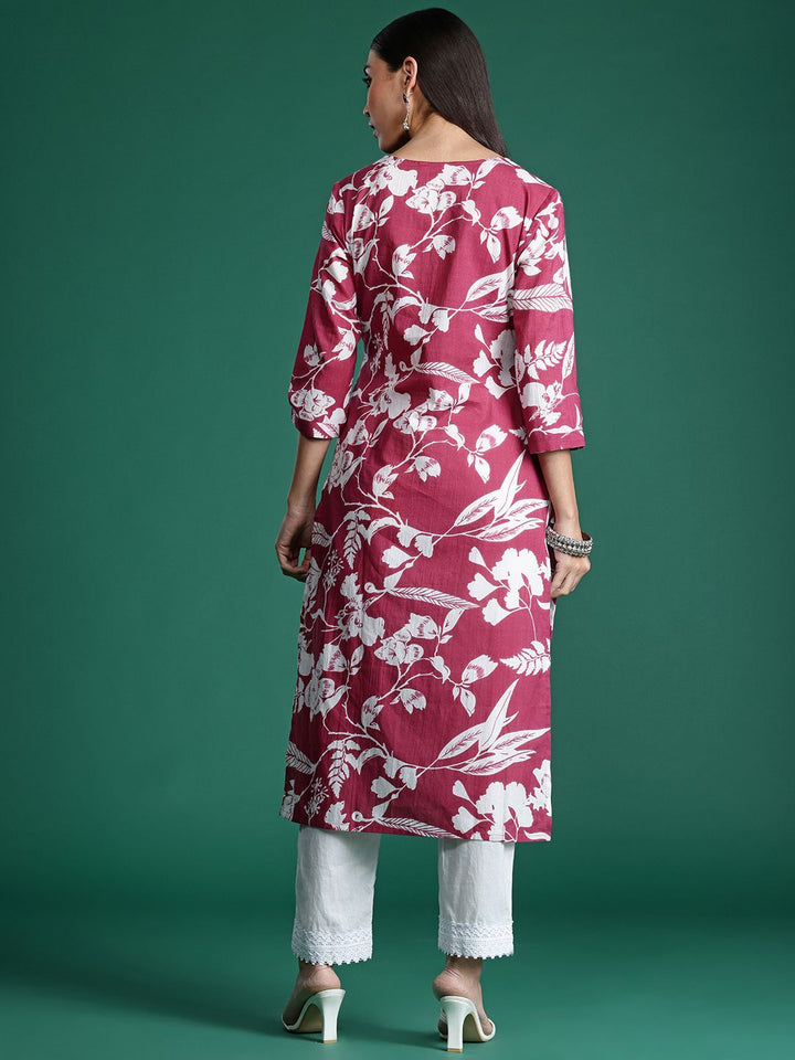 Indo Era Floral Printed Pure Cotton Kurta