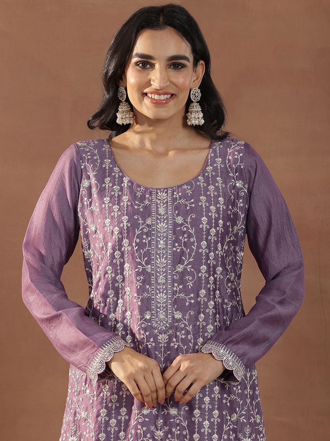 Libas Women Floral Embroidered Regular Kurta with Palazzos & With Dupatta