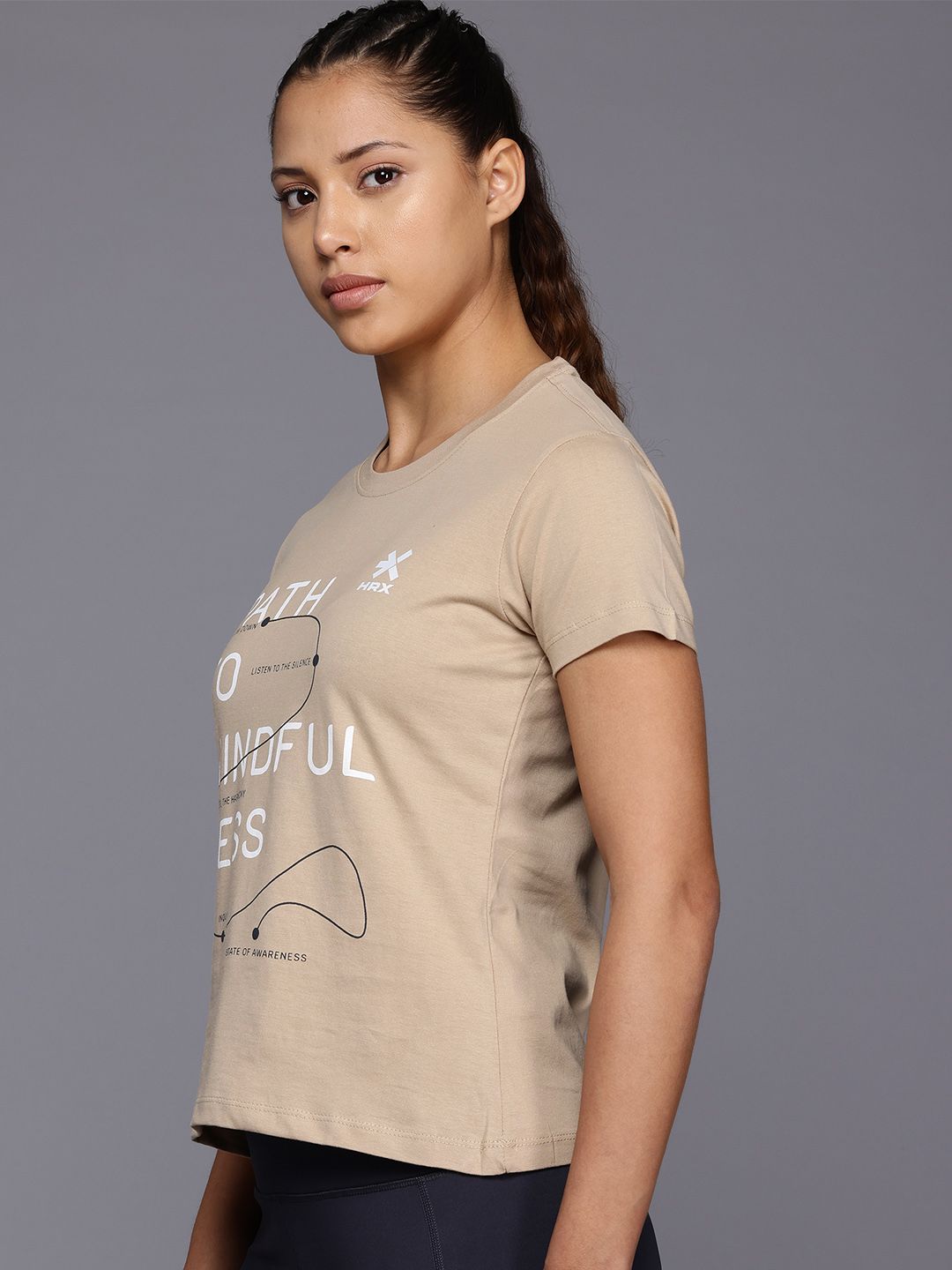 HRX by Hrithik Roshan Typography Printed Pure Cotton Yoga T-shirt