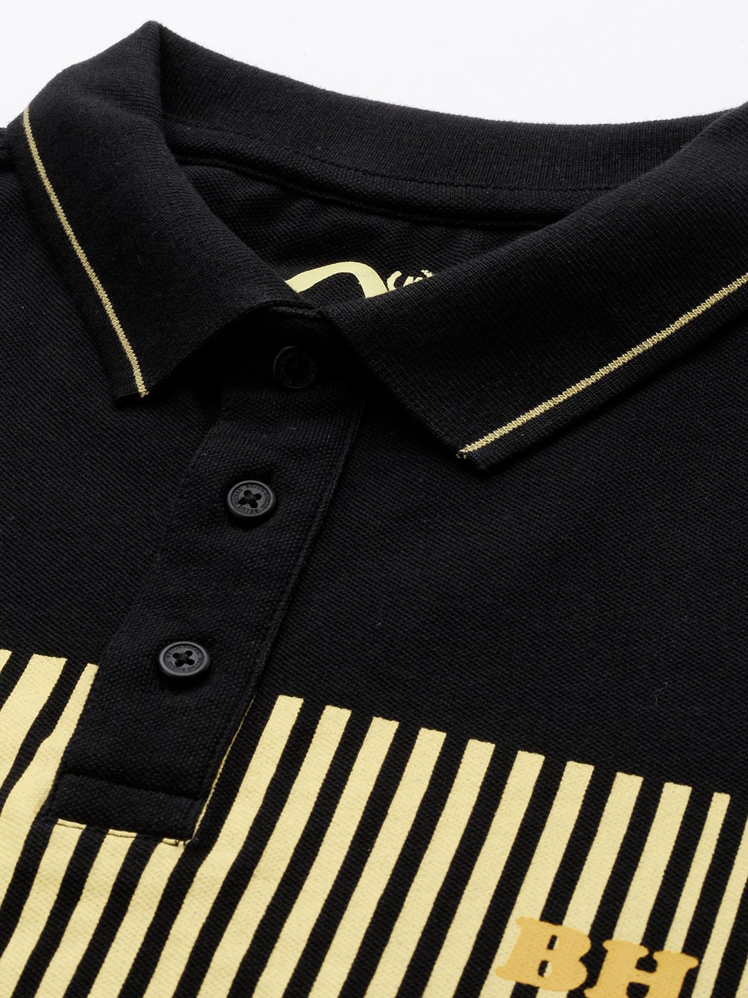 Being Human Striped Polo Collar Pure Cotton T-shirt