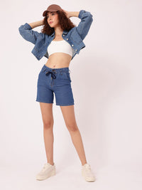 DressBerry Women Urban Softness Denim Above Knee Shorts