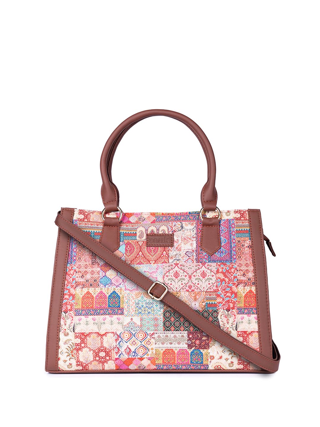 ZOUK Kutch Gamthi Printed Structured Jute Handheld Bag
