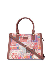 ZOUK Kutch Gamthi Printed Structured Jute Handheld Bag