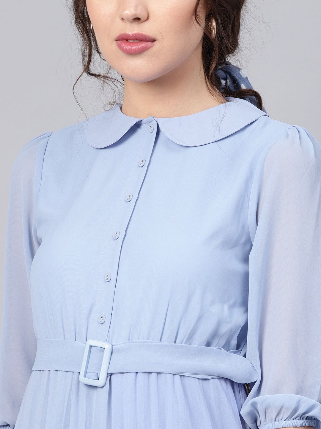 SASSAFRAS Sea Wash Peterpan Collar Pleated Dress