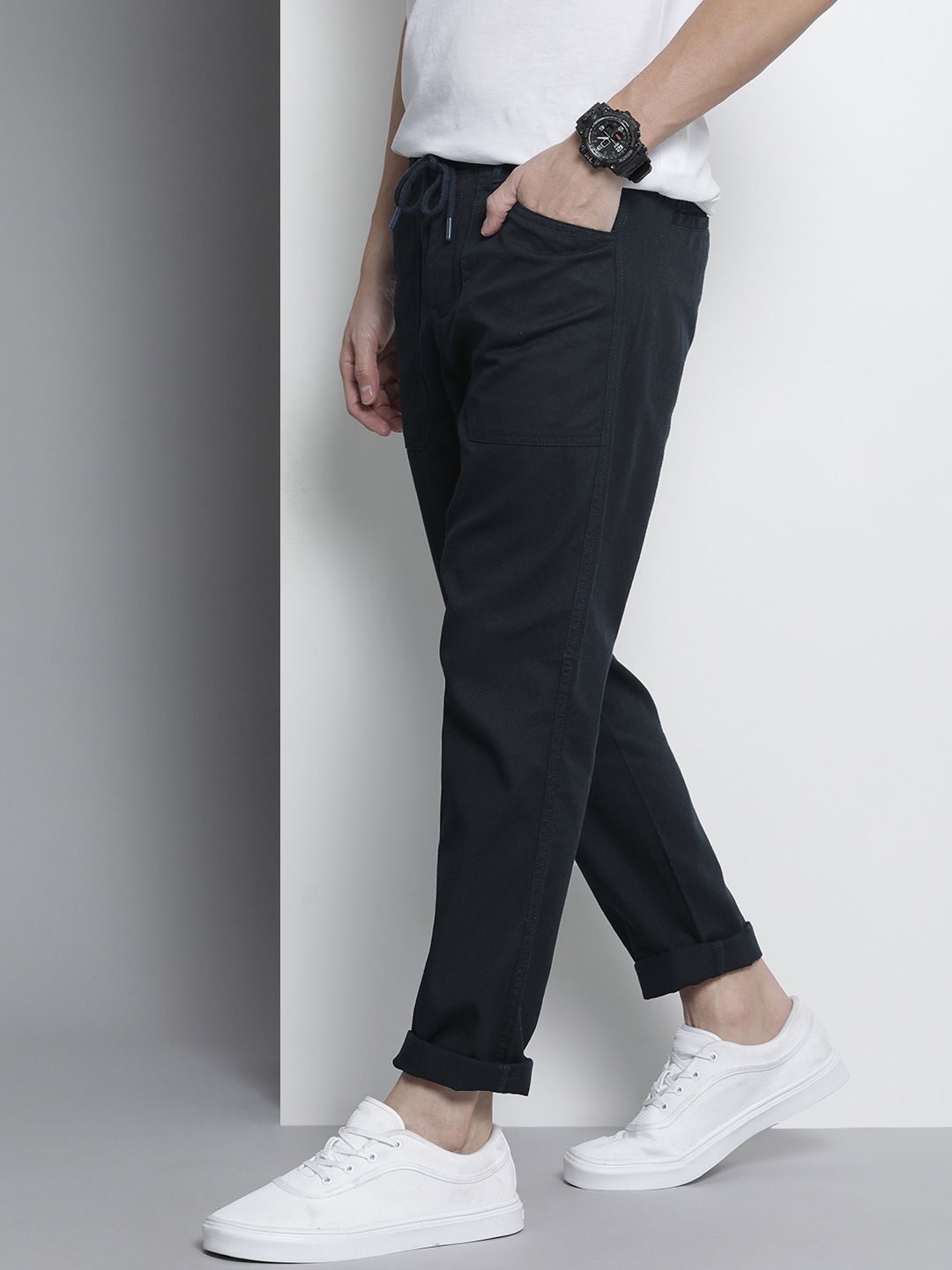 The Indian Garage Co Men Pure Cotton Slim Fit Trousers
