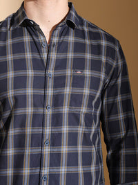 The Indian Garage Co Slim Fit Tartan Checked Twill Pure Cotton Casual Shirt