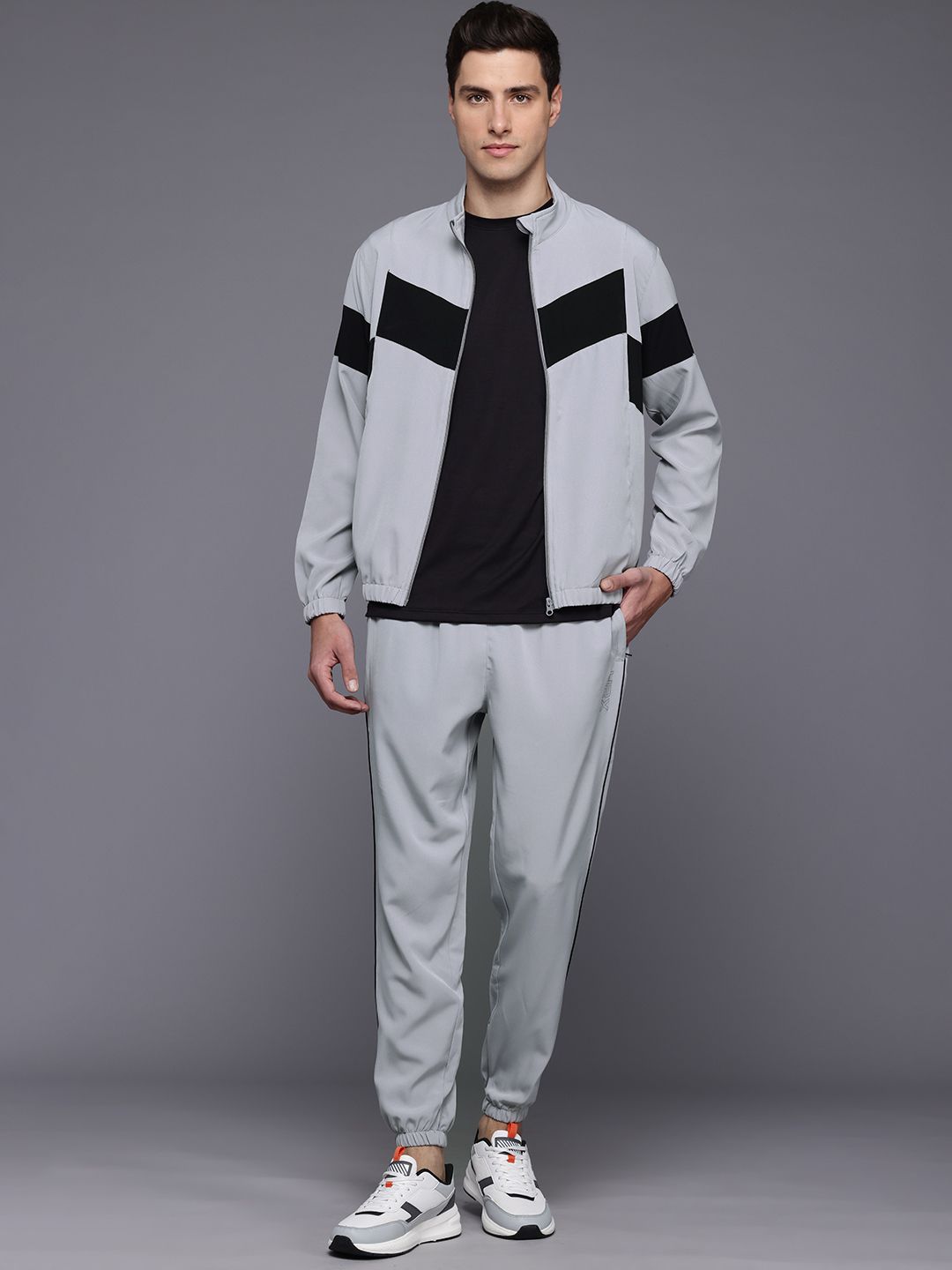 HRX by Hrithik Roshan Striped Rapid-Dry Running Tracksuit