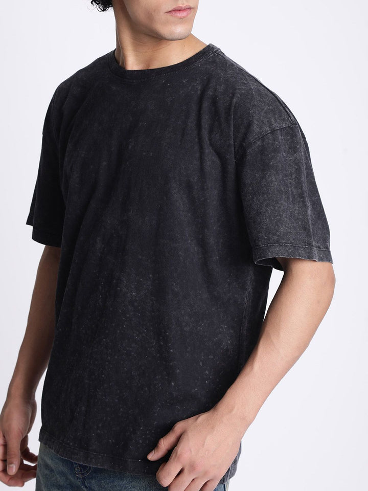 Bene Kleed Men Acid Wash Round Neck Cotton T-shirt