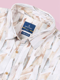Bene Kleed Men Classic Spread Collar Abstract Printed Cotton Oversized Casual Shirt