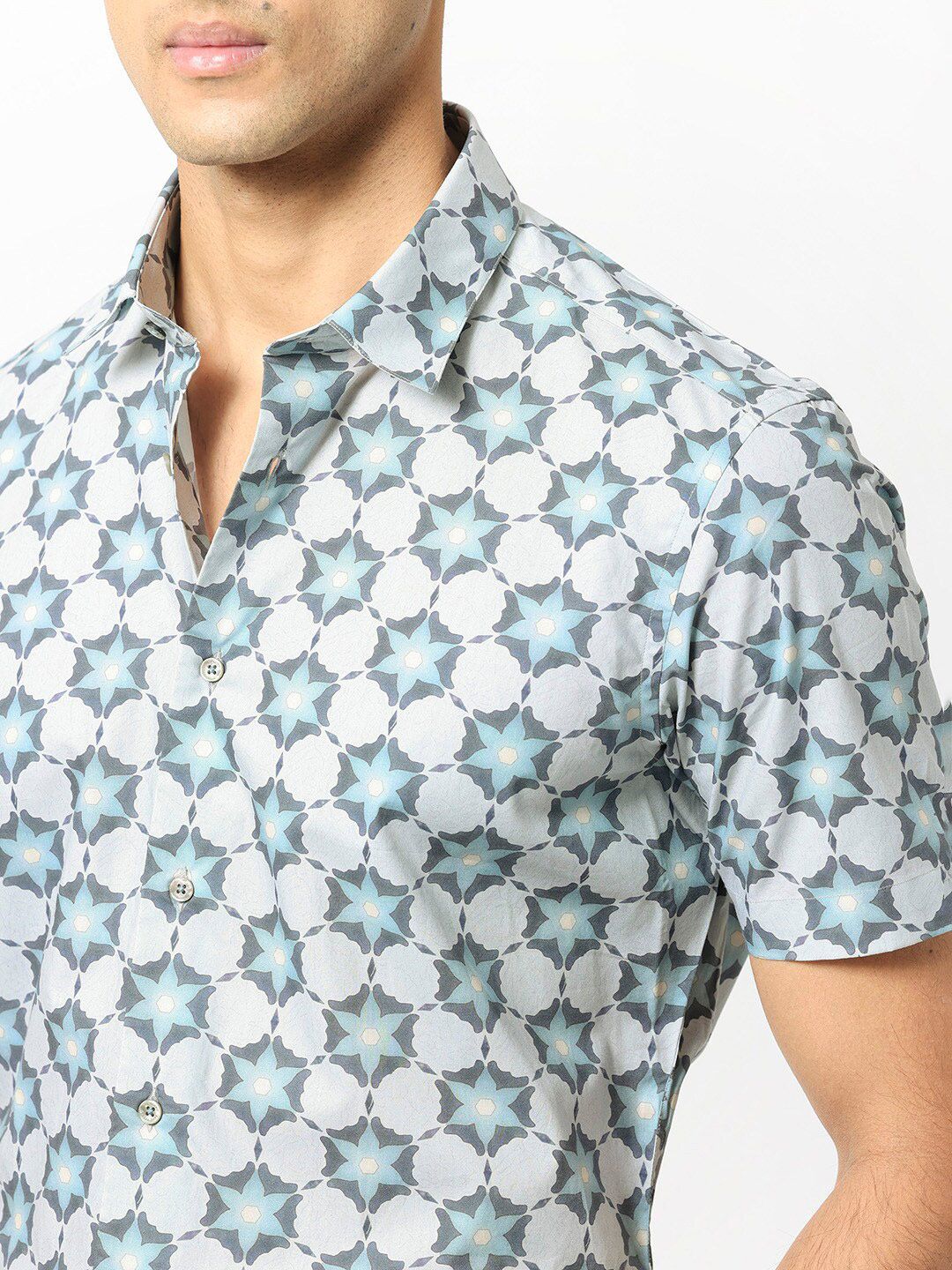 RARE RABBIT Flaret Slim Fit Abstract Printed Pure Cotton Shirt