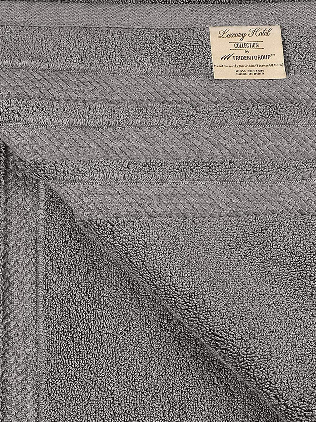 MYTRIDENT Luxury Hotel Collection Set of 6 Charcoal Solid 625 GSM Cotton Face Towels