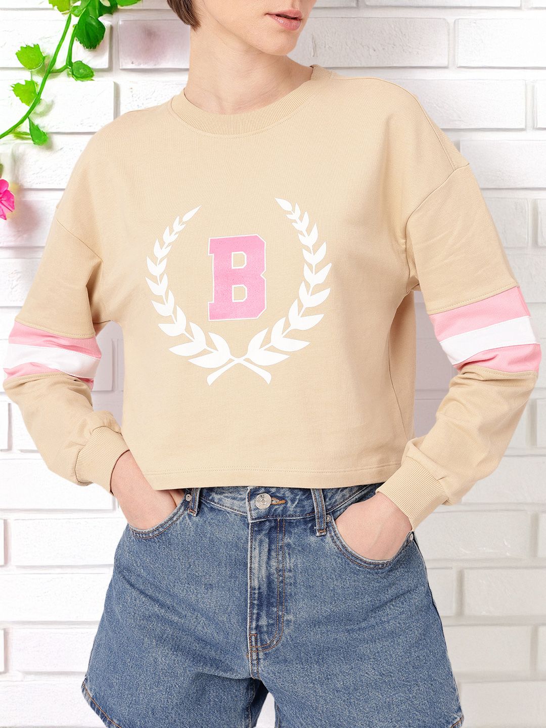 DressBerry Printed Cotton Terry Relaxed Fit Sweatshirt