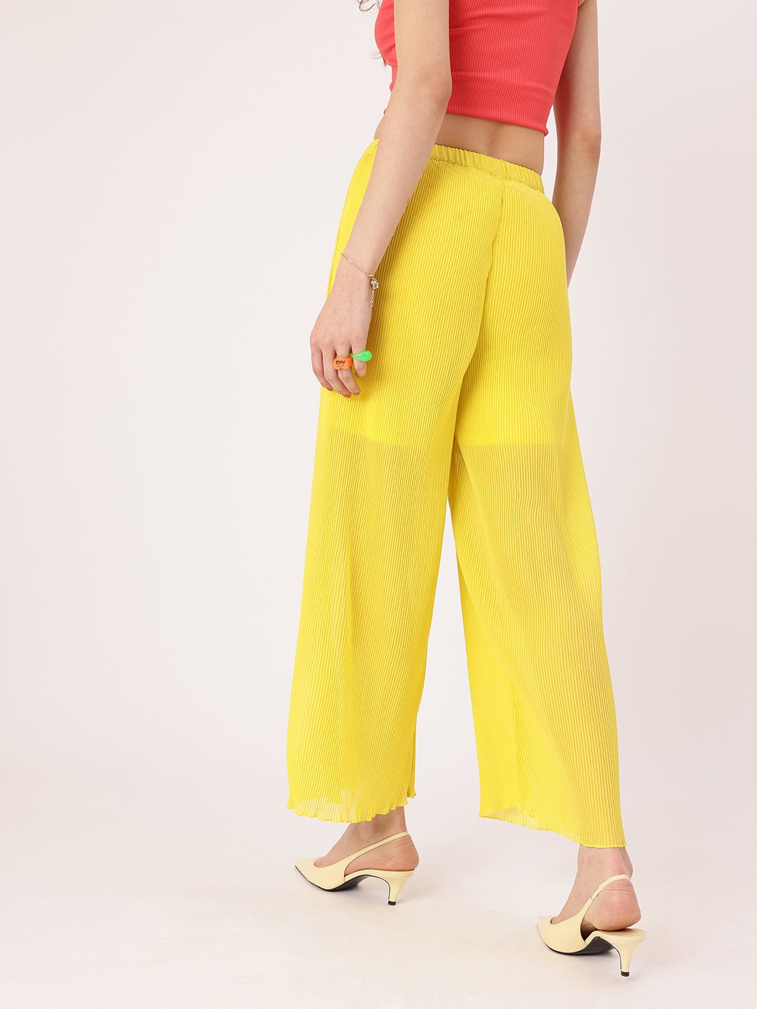 DressBerry Women Delicate Accordion Pleats Wide Leg Trousers