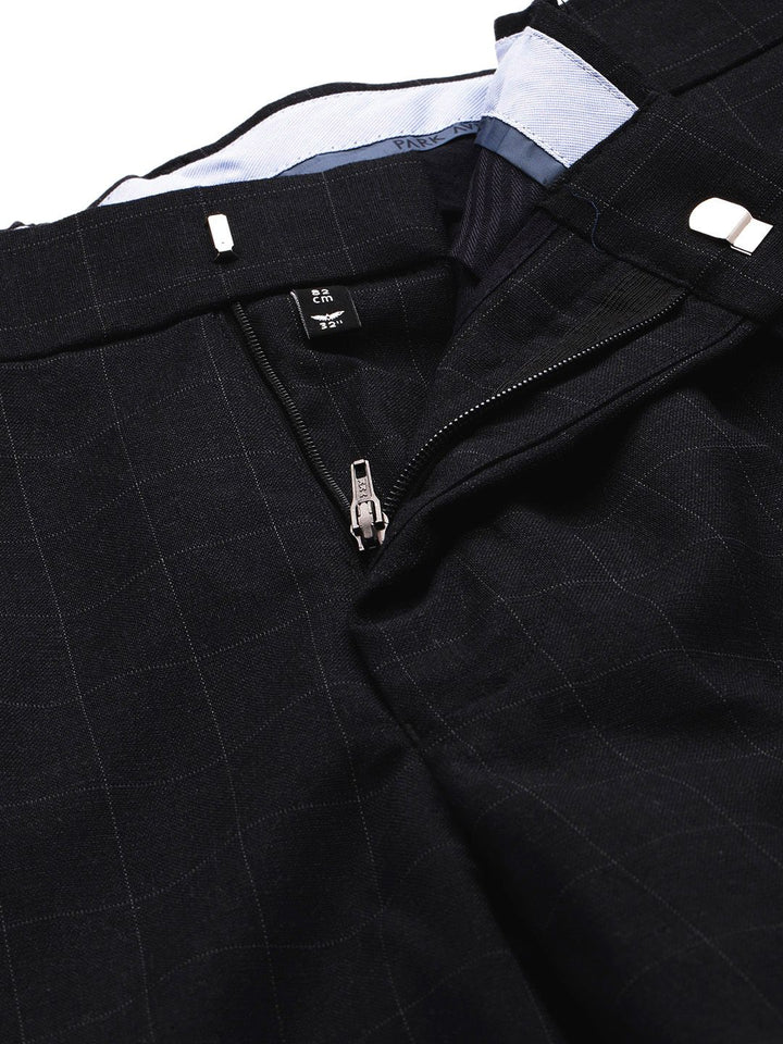 Park Avenue Men Checked Mid-Rise Formal Trousers