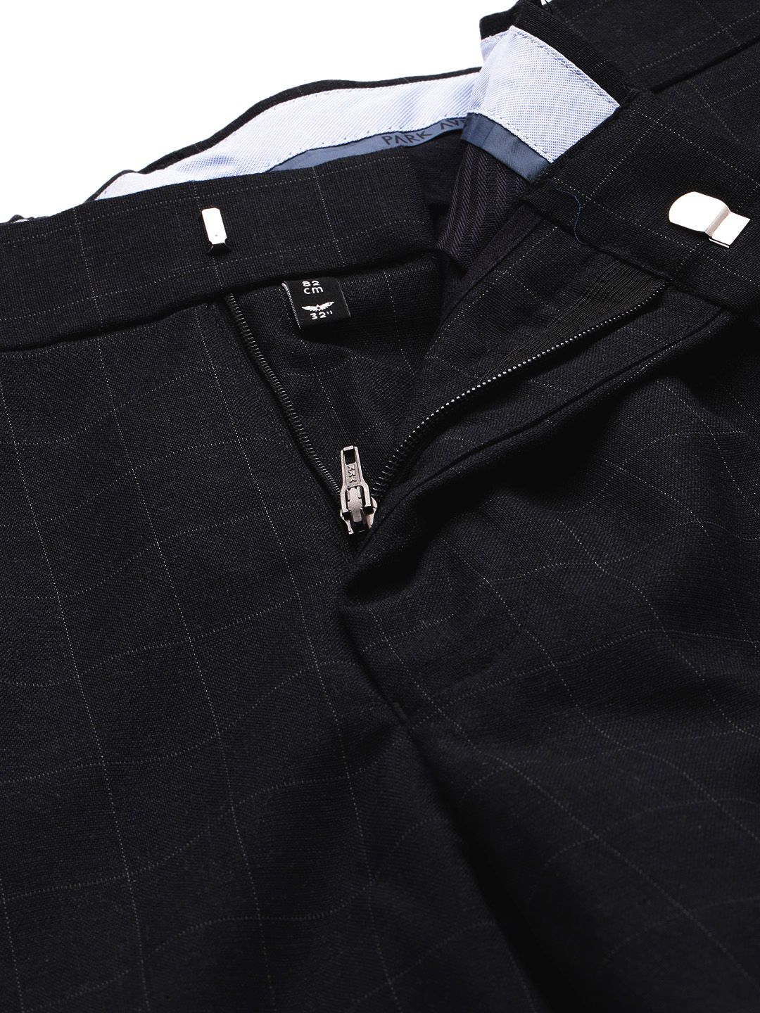 Park Avenue Men Checked Mid-Rise Formal Trousers
