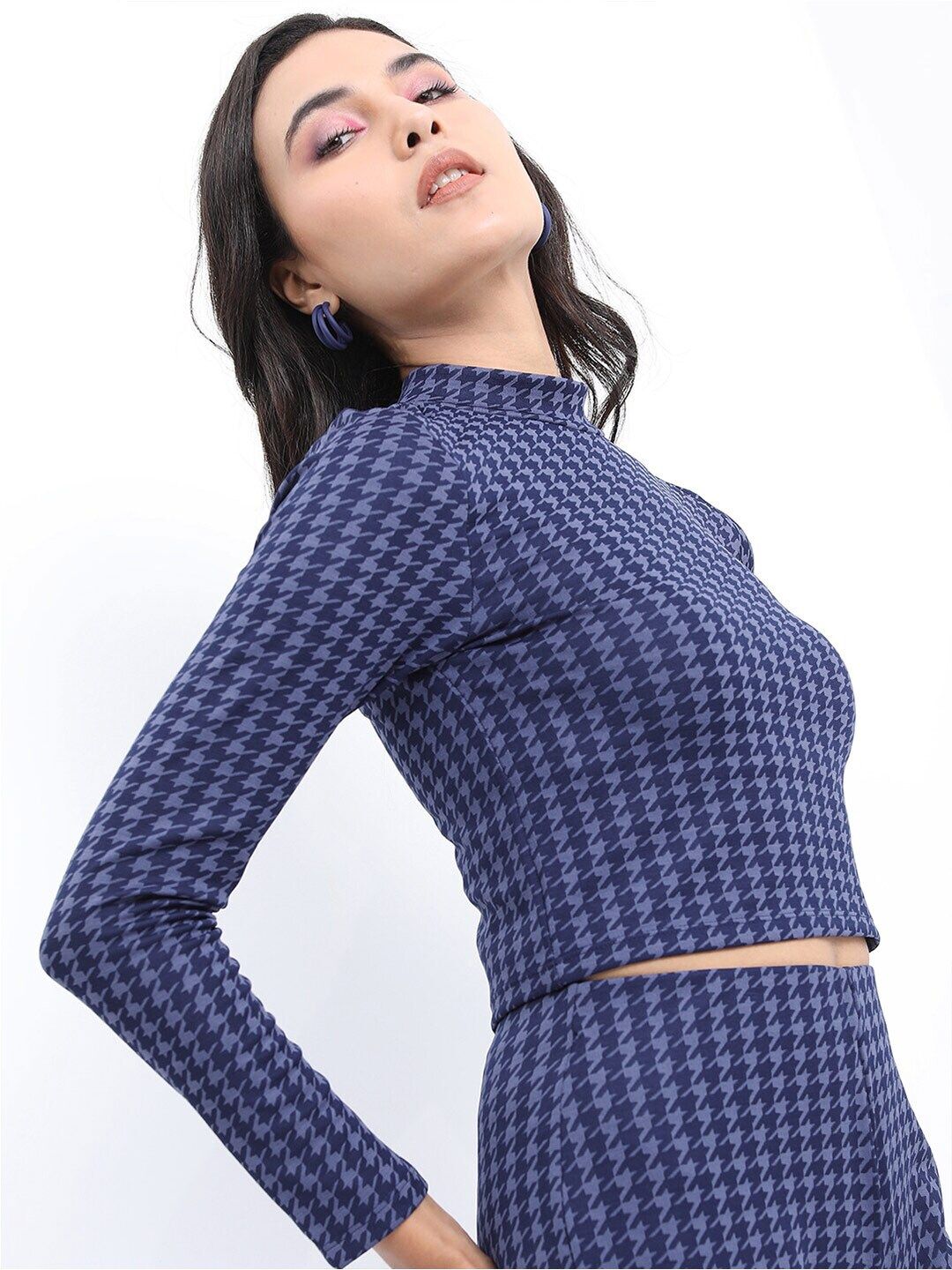 Tokyo Talkies Jacquard Cotton Crop Top