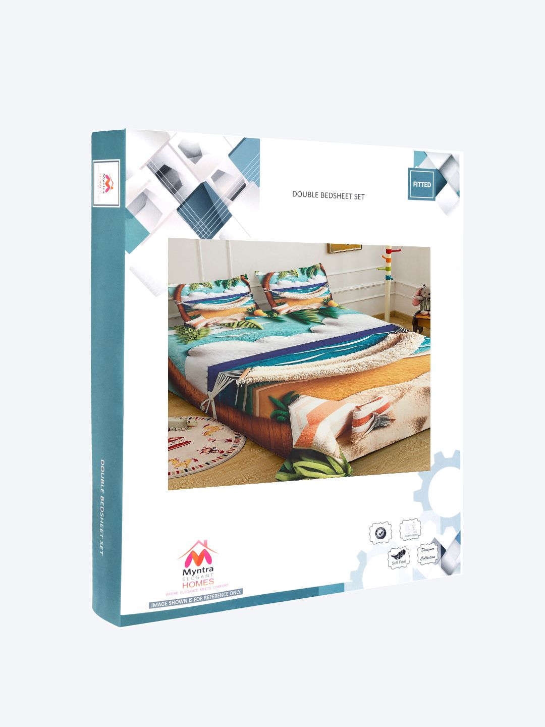 Myntra Elegant Homes Multicoloured 300 TC King Bedsheet with 2 Pillow Covers