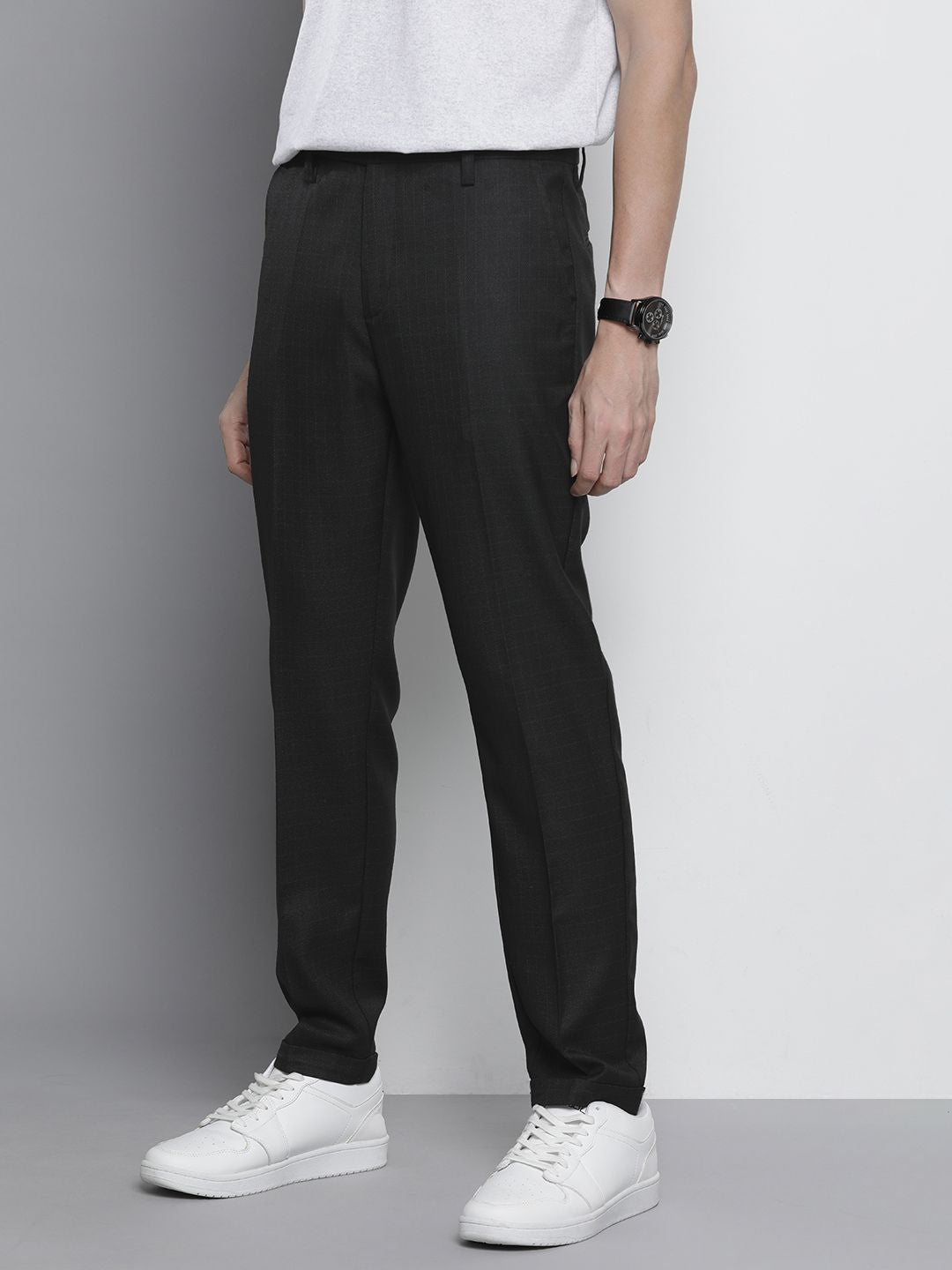 The Indian Garage Co Self Design Regular Fit Chinos Trousers