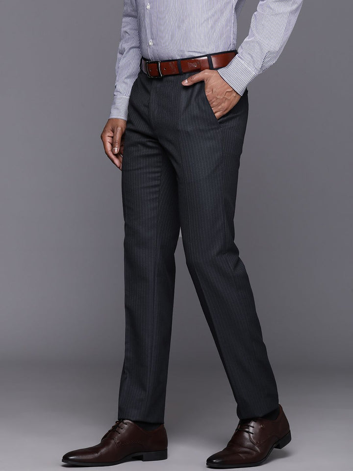 Raymond Men Striped Slim Fit Trousers