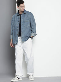 The Indian Garage Co Men Pleated Relaxed Fit Pure Cotton Jeans