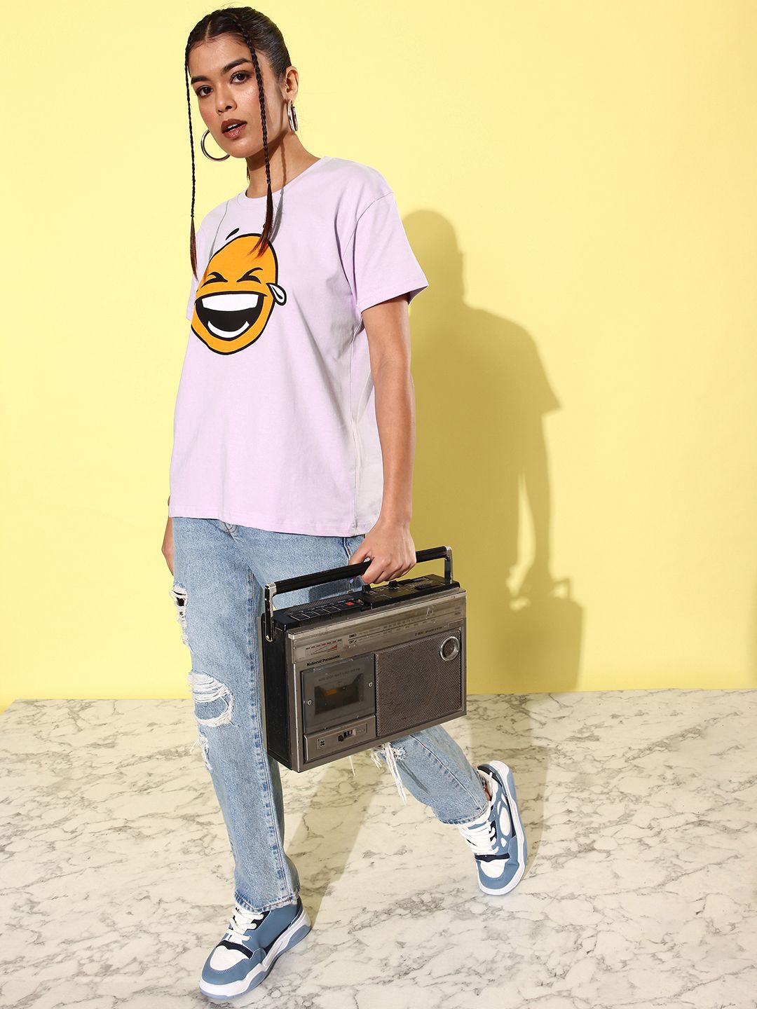 Difference of Opinion Women Printed Pure Cotton Boxy T-shirt