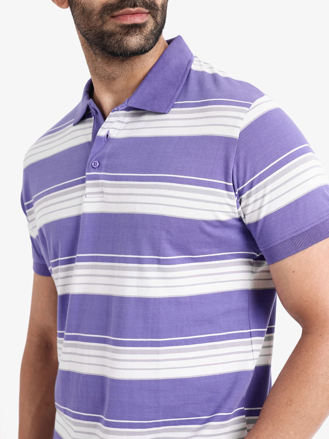 RARE RABBIT Men Rings-4 Slim Fit Solid Polo Collar Pure Cotton T-Shirt