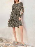 DressBerry Edgy Kawaii Ribbon Trim Animal Print A-Line Dress