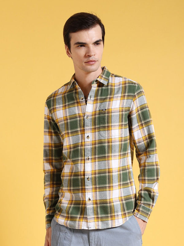 The Indian Garage Co Slim Fit Tartan Checked Pure Cotton Casual Shirt
